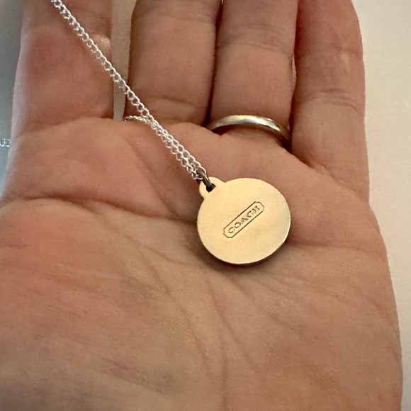 Coach Blue & White Enamel Snowflake Pendant .925 Sterling Silver Necklace - Picture 6 of 6